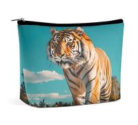 Borsa per il trucco Walking Tiger, grande capacità, pochette cosmetica portatile per donna