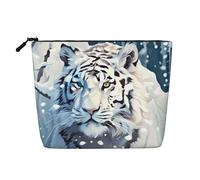 Borsa per il trucco White Tiger Snow - Borsa da viaggio in canapa sintetica, organizer per articoli da toeletta, portamonete con cerniera