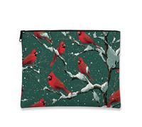 Borsa per il trucco Winter Birds, borse da viaggio per cosmetici Red Birds Snowy da donna, piccola custodia portatile in tela con cerniera, organizer per articoli da toeletta per le vacanze 7x9 polli