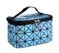 Borsa Per Il Trucco Women PU Sequin Makeup Bag Fashion Square Travel Portable Storage Toiletries Bag Cosmetic Storage Tote Waterproof Make-Up Cases Borsa Cosmetica(Light Blue)