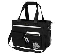 Borsa per insegnanti da donna, grande, per computer portatile, con 15 tasche, borsa da lavoro da donna, per infermieri, insegnanti e medici, colore: nero, Nero