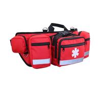 Borsa per kit di aiuti di grande capacità, comodo kit di alla vita, borsa rossa di grande capacità per la vita, design con fibbia regolabile, con manico e strisce riflettenti per auto, viaggi
