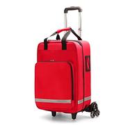 Borsa per kit di primo soccorso su ruote, trolley staccabile, borsa a rullo vuota con divisori rimovibili per visite domestiche e ospedaliere, ideale per medici e studenti infermieristici, Rosso