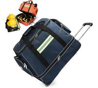Borsa per kit di pronto soccorso medico di emergenza, design con ruote e asta telescopica per organizzare lo stoccaggio per la salute domestica e i professionisti medici, blu navy, L