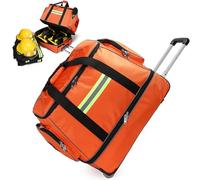 Borsa per kit di pronto soccorso medico di emergenza, design con ruote e asta telescopica per organizzare lo stoccaggio per la salute domestica e i professionisti medici, Arancione, L