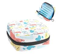 Borsa per kit mestruale per ragazze donne signore, carino gatto gattino scarabocchio parole animali modello sacchetti per lo smaltimento tovaglioli igienici, grande capacità cerniera mestruale Pad