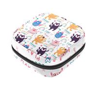 Borsa per kit mestruale per ragazze donne signore, colorato scarabocchio maiale orso gatto pollo hula hoop parole sacchetti per lo smaltimento dei tovaglioli igienici, grande capacità con cerniera