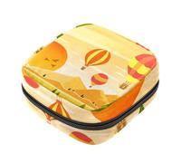 Borsa per kit mestruale per ragazze donne signore, periferia gialla mongolfiera paesaggio tramonto sacchetti per lo smaltimento dei tovaglioli igienici, grande capacità con cerniera sacchetto
