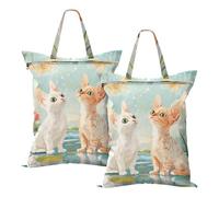 Borsa per la biancheria da viaggio impermeabile con motivo Devon Rex Cats Fiume, da viaggio, per spiaggia, piscina, sporca, con manico, confezione da 2