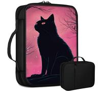 Borsa per la Bibbia con gatto nero cielo rosa grande custodia per la Bibbia per donne e uomini, borsa multifunzionale per la chiesa con maniglia tasca con cerniera regalo cristiano forniture per lo