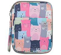 Borsa per la conservazione delle matite colorate, organizer per materiali artistici con cerniera, astuccio per matite in nylon impermeabile per artisti, studenti e bambini, portama (gatto che impara)