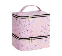 Borsa per la conservazione dello smalto, borsa per il trucco, organizer per unghie, doppio strato, scomparto in spugna per 30 bottiglie (15 ml), per smalto gel e, Colore: rosa., vedi