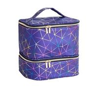 Borsa per la conservazione dello smalto, borsa per il trucco, organizer per unghie, doppio strato, scomparto in spugna per 30 bottiglie (15 ml), per smalto gel e, Blu, vedi descrizione, Vedi