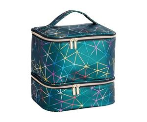 Borsa per la conservazione dello smalto, borsa per il trucco, organizer per unghie, doppio strato, scomparto in spugna per 30 bottiglie (15 ml), per smalto gel e, verde, vedi descrizione