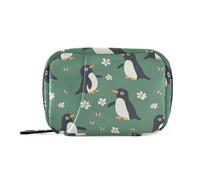 Borsa per la medicina verde pinguino con scomparti rimovibili, portapillole da viaggio