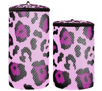 Borsa per la pulizia delle scarpe da ginnastica con leopardo viola, 2 pezzi, in rete, per la pulizia delle scarpe, Viola leopardato., 1 size