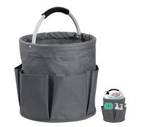 Borsa per la Pulizia Universale, Organizer per Prodotti per la Pulizia con 6 Tasche Esterne, Cestino Porta Attrezzi con Manico, Cesto Porta Prodotti Pulizia, per la Casa, I Picnic, Casa, Grigio Scuro
