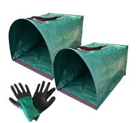Borsa per la raccolta delle foglie, 2 pezzi, pieghevole, con guanti, sacchetti riutilizzabili per rifiuti da cortile, per paesaggistica, costruzione, compost, lavoro, giardinaggio, campeggio
