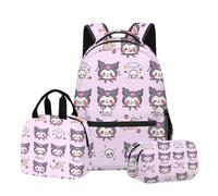 Borsa per la scuola delle ragazze, simpatico zaino dei cartoni animati, set di tre pezzi, tra cui zaino, borsa per il pranzo, astuccio per matite(N)