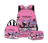 Borsa per la scuola delle ragazze, simpatico zaino dei cartoni animati, set di tre pezzi, tra cui zaino, borsa per il pranzo, astuccio per matite (O)