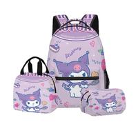 Borsa per la scuola delle ragazze, simpatico zaino dei cartoni animati, set di tre pezzi, tra cui zaino, borsa per il pranzo, custodia per matite(B)