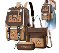 Borsa Per La Scuola Di Capybara - Spegno Per Bambini | BASCHIO STUDENTE JUNIOR GIRL Con Borsa A Tracolla Abbinata, Adorabile Borsa Per La Stampa Animale Per I Bambini Elementari Di Media Elemen