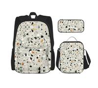 Borsa per la scuola in marmo giallo astuccio portapranzo Combinationbackpack per la scuola dei bambini