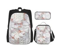 Borsa per la scuola in marmo oro rosa astuccio portapranzo borsa combinatorezaino per la scuola dei bambini