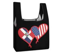 Borsa per la spesa con bandiera della Repubblica Dominicana degli Stati Uniti, divertente, riutilizzabile, stampata, pieghevole, lavabile, leggera, con manico