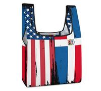 Borsa per la spesa con bandiera della Repubblica Dominicana degli Stati Uniti, divertente, riutilizzabile, stampata, pieghevole, lavabile, leggera, con manico