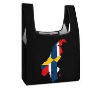 Borsa per la spesa con bandiera della Svezia Norvegia divertente riutilizzabile stampata pieghevole borsa della spesa lavabile tote leggera custodia con manico