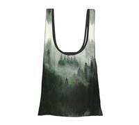 Borsa per la spesa con stampa di alberi verdi e paesaggi, pieghevole, riutilizzabile, leggera, per la spesa, viaggi, spiaggia, ecologica, compatta