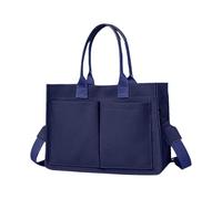 Borsa per la spesa con tasche - Borsa da trasporto alla moda in lino con molti scomparti - Borsa a tracolla tinta unita per tutti i giorni, shopping, lavoro e libero - Robusta borsa in tela da