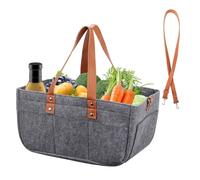 Borsa per la spesa da 30L in feltro con scompartimento rimovibile, borsa per feltro Shopper 30L, borsa per il feltro degli acquirenti con valori, sacca da corsa pieghevole e robusta (Grigio scuro)