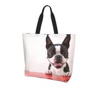 Borsa per la spesa da donna con stampa di un simpatico pinguino con stampa di grande capacità, borsa a tracolla essenziale per pendolarismo e shopping, Simpatico cagnolino., Taglia unica