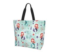 Borsa per la spesa da donna con stampa romantica con scritta "Bicycle under heart tree", borsa per la spesa e borsa a tracolla essenziale per pendolarismo e shopping, Bella sirena., Taglia unica