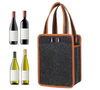 Borsa per la spesa di vino | 33 cm Bottiglia di vino in feltro per 6 bottiglie | Borsa portatile portatile bottiglia | Con divisori cuscinetti realizzati in materiale in feltro, spazio per compresse,