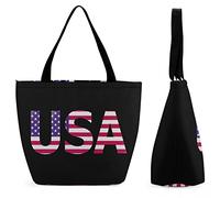 Borsa per la spesa grande riutilizzabile con bandiera americana Borsa tote con stampa personalizzata per donna