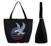 Borsa per la spesa grande riutilizzabile con bandiera americana con bandiera americana, borsa tote con stampa personalizzata per donna