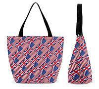 Borsa per la spesa grande riutilizzabile con bandiera americana e bandiera inglese Borsa tote con stampa personalizzata per donna