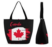 Borsa per la spesa grande riutilizzabile con bandiera del Canada Borsa tote con stampa personalizzata per donna