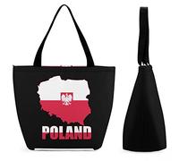 Borsa per la spesa grande riutilizzabile con bandiera della mappa della Polonia Borsa tote con stampa personalizzata per donna