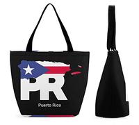 Borsa per la spesa grande riutilizzabile con bandiera della mappa di Porto Rico Borsa tote con stampa personalizzata per donna