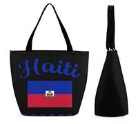 Borsa per la spesa grande riutilizzabile con bandiera di Haiti Borsa tote con stampa personalizzata per donna