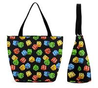Borsa per la spesa grande riutilizzabile con dadi colorati Borsa tote con stampa personalizzata per donna
