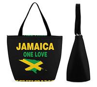 Borsa per la spesa grande riutilizzabile con mappa della bandiera della Giamaica, borsa tote con stampa personalizzata per donna
