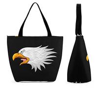 Borsa per la spesa grande riutilizzabile con mascotte testa di aquila calva Borsa tote con stampa personalizzata per donna
