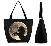 Borsa per la spesa grande riutilizzabile con unicorno e luna piena Borsa tote con stampa personalizzata per donna