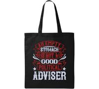 Borsa per la spesa in cotone ecologico naturale con scritta "An Empty Stomach is not a Good Political Adviser Election 2024", nero, taglia unica, Nero , taglia unica