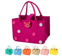 Borsa per la Spesa in Feltro, FainFun 30 * 20 * 18 cm Cestino in Feltro con Manico Quadrata, Sacchetti Grandi per la Spesa, Cestini per Legna da Riviste, Giornali (Rosa rossa)